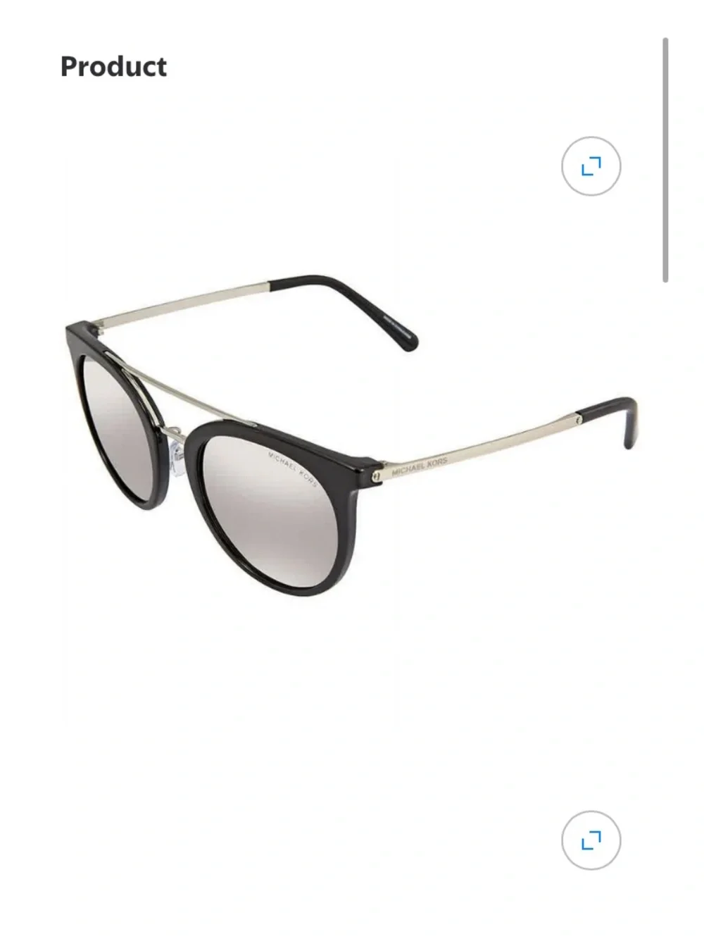 Michael Kors Ila MK2056 32716G Aviator Black Mirror Sunglasses Double Bridge